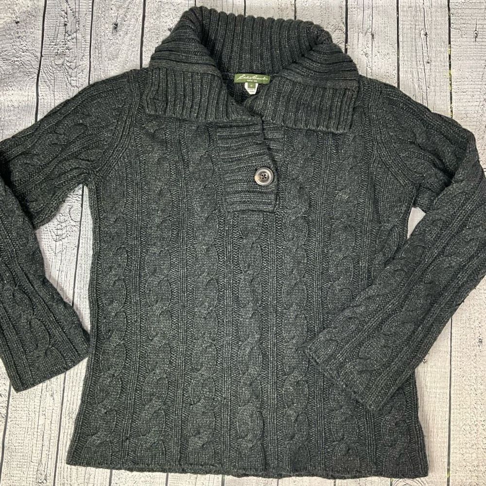 EDDIE BAUER Merino Wool Blend Cable Knit Sweater